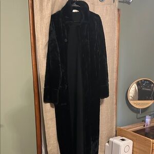 Vintage Chicos Long Black Faux Fur Coat